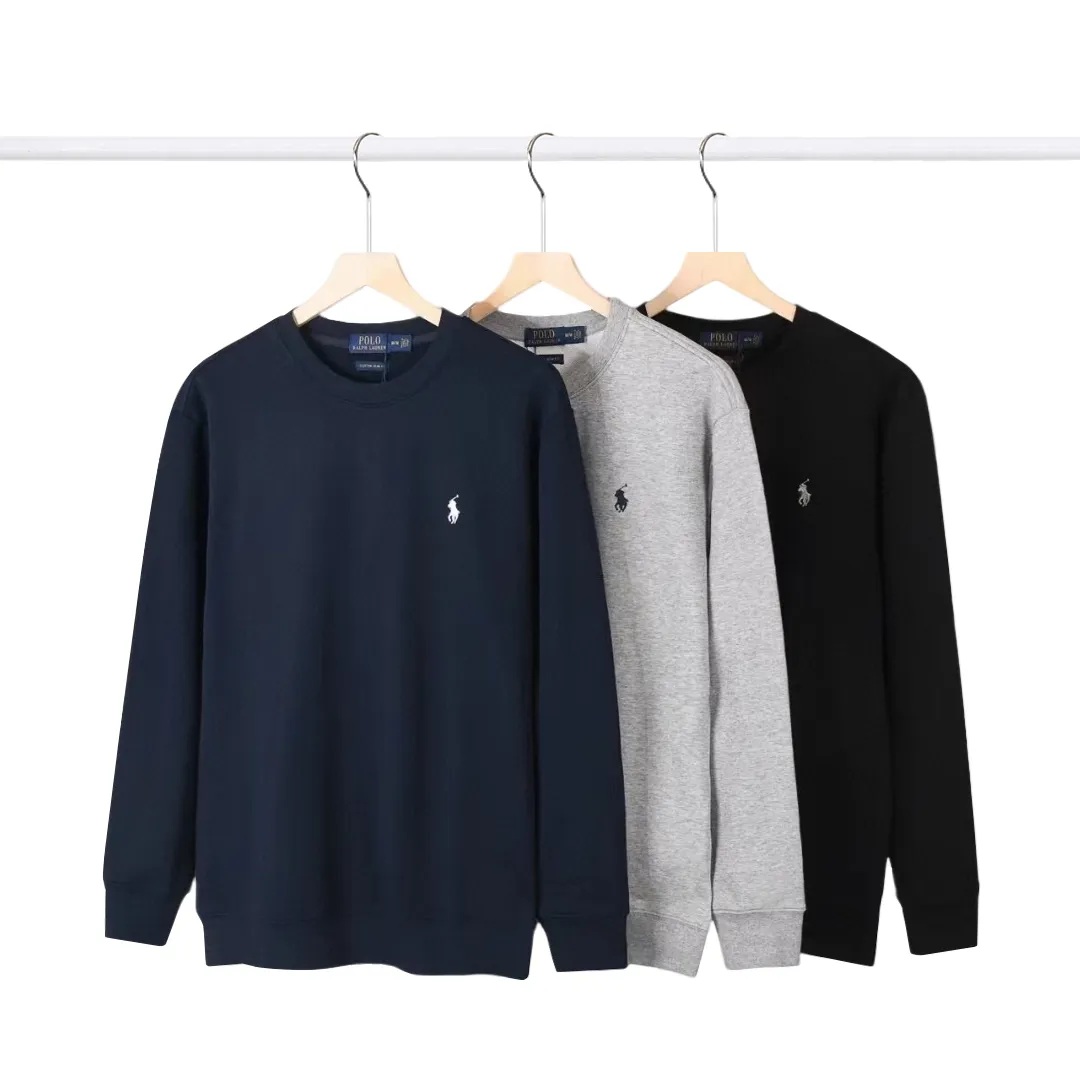 P178 2693#RL Ralph Lauren pony embroidered round neck sweatshirt Color: black gray dark blue Size: M-XXL Fabric: 350g cotton terry Technology: embroidery